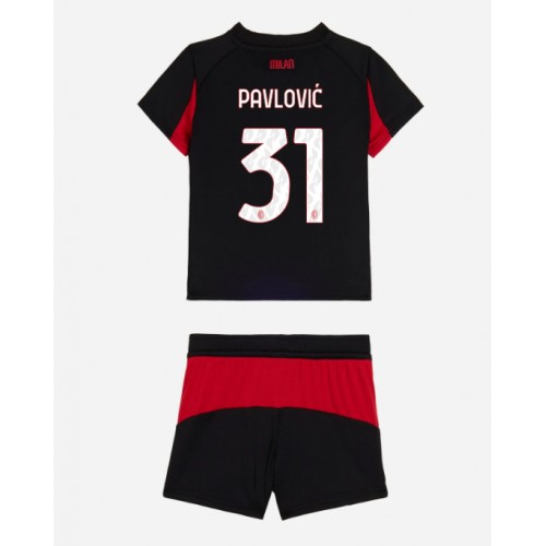 AC Milan Strahinja Pavlovic #31 Dětské Domácí Dres 2025-26 Krátký Rukáv (+ trenýrky)