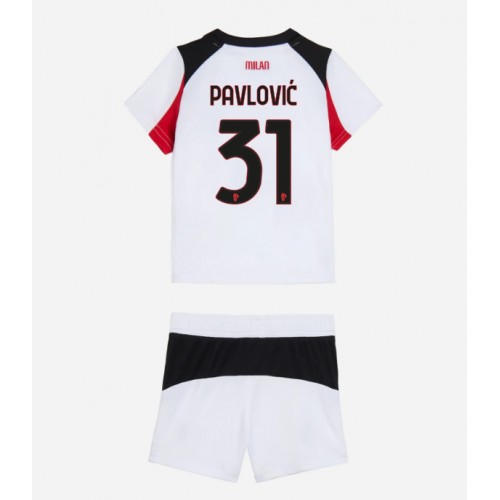 AC Milan Strahinja Pavlovic #31 Dětské Venkovní Dres 2025-26 Krátký Rukáv (+ trenýrky)