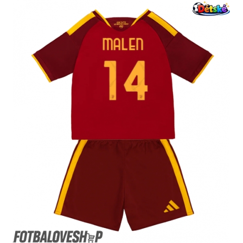 AS Roma Donyell Malen #14 Dětské Domácí Dres 2026-27 Krátký Rukáv (+ trenýrky)