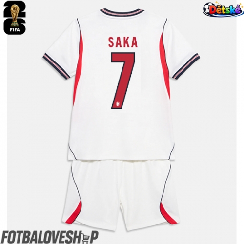 Anglie Bukayo Saka #7 Dětské Domácí Dres MS 2026 Krátký Rukáv (+ trenýrky)