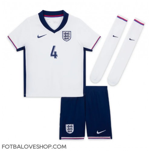 Anglie Declan Rice #4 Dětské Domácí Dres ME 2024 Krátký Rukáv (+ trenýrky)