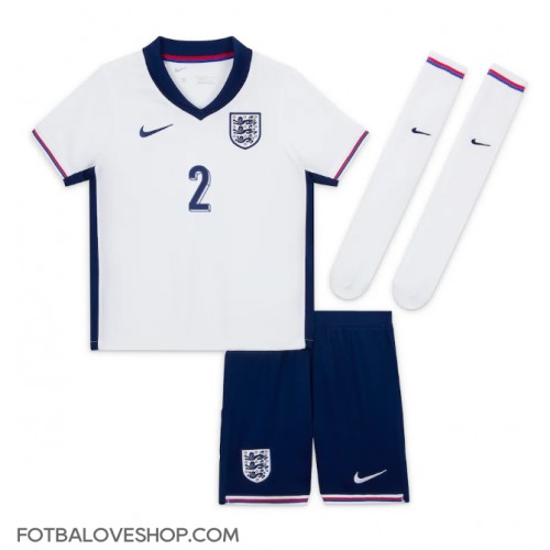 Anglie Kyle Walker #2 Dětské Domácí Dres ME 2024 Krátký Rukáv (+ trenýrky)