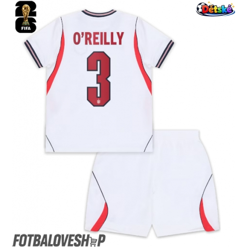 Anglie Nico O'Reilly #3 Dětské Domácí Dres MS 2026 Krátký Rukáv (+ trenýrky)
