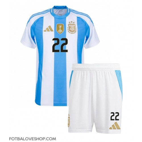 Argentina Lautaro Martinez #22 Dětské Domácí Dres Copa America 2024 Krátký Rukáv (+ trenýrky)