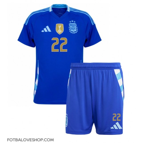 Argentina Lautaro Martinez #22 Dětské Venkovní Dres Copa America 2024 Krátký Rukáv (+ trenýrky)
