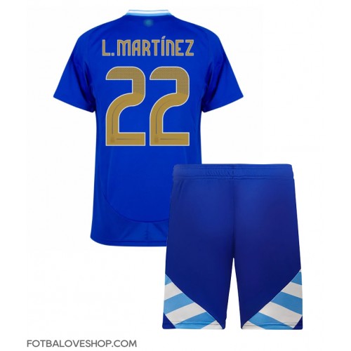 Argentina Lautaro Martinez #22 Dětské Venkovní Dres Copa America 2024 Krátký Rukáv (+ trenýrky)