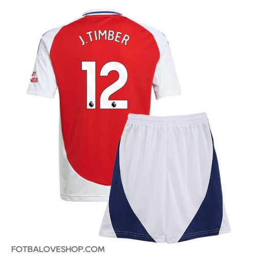 Arsenal Jurrien Timber #12 Dětské Domácí Dres 2024-25 Krátký Rukáv (+ trenýrky)