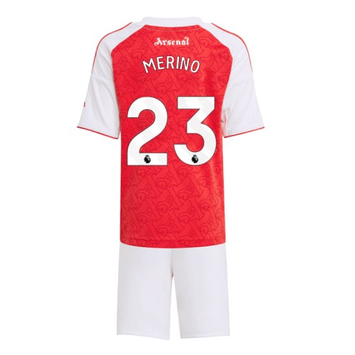 Arsenal Mikel Merino #23 Dětské Domácí Dres 2025-26 Krátký Rukáv (+ trenýrky)