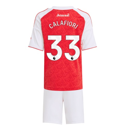 Arsenal Riccardo Calafiori #33 Dětské Domácí Dres 2025-26 Krátký Rukáv (+ trenýrky)