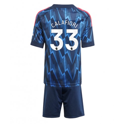 Arsenal Riccardo Calafiori #33 Dětské Venkovní Dres 2025-26 Krátký Rukáv (+ trenýrky)