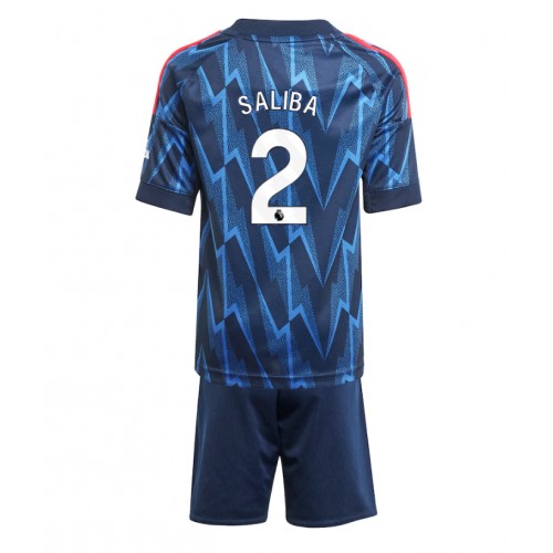 Arsenal William Saliba #2 Dětské Venkovní Dres 2025-26 Krátký Rukáv (+ trenýrky)