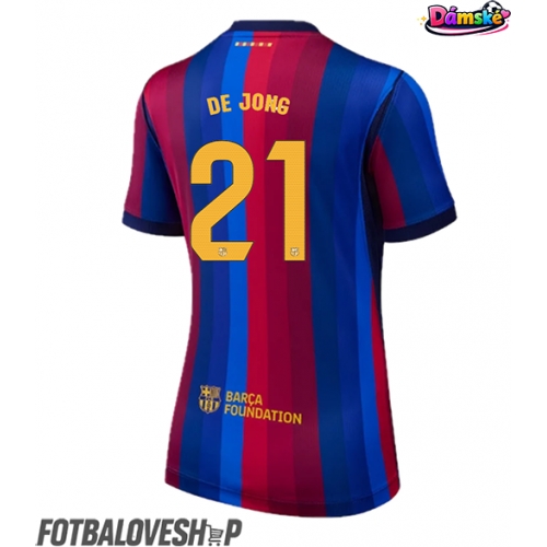 Barcelona Frenkie de Jong #21 Dámské Domácí Dres 2026-27 Krátký Rukáv