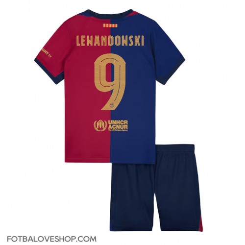 Barcelona Robert Lewandowski #9 Dětské Domácí Dres 2024-25 Krátký Rukáv (+ trenýrky)