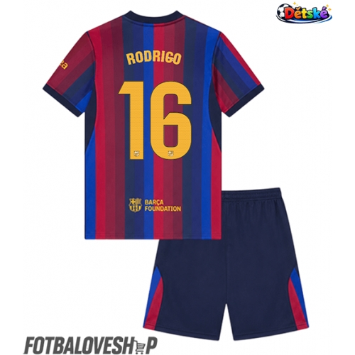 Barcelona Rodri Hernandez #16 Dětské Domácí Dres 2026-27 Krátký Rukáv (+ trenýrky)