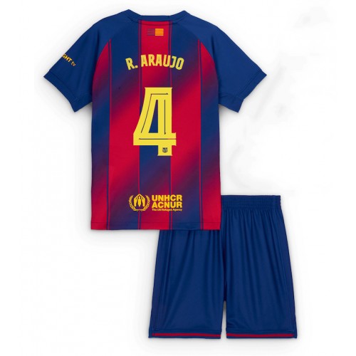Barcelona Ronald Araujo #4 Dětské Domácí Dres 2025-26 Krátký Rukáv (+ trenýrky)