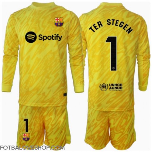 Barcelona Ter Stegen #1 Brankářské Dětské Domácí Dres 2024-25 Dlouhý Rukáv (+ trenýrky)
