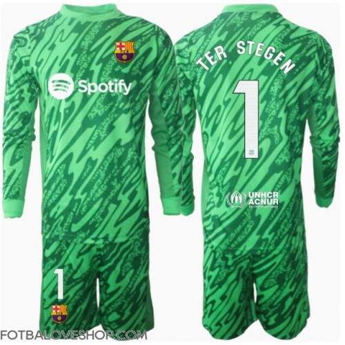 Barcelona Ter Stegen #1 Brankářské Dětské Venkovní Dres 2024-25 Dlouhý Rukáv (+ trenýrky)