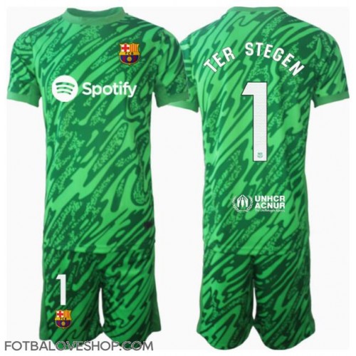 Barcelona Ter Stegen #1 Brankářské Dětské Venkovní Dres 2024-25 Krátký Rukáv (+ trenýrky)