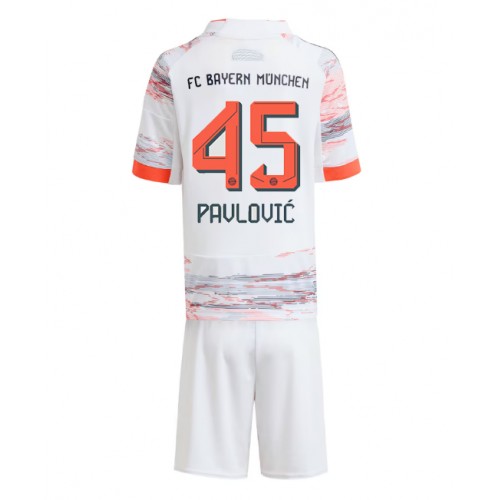 Bayern Munich Aleksandar Pavlovic #45 Dětské Venkovní Dres 2025-26 Krátký Rukáv (+ trenýrky)