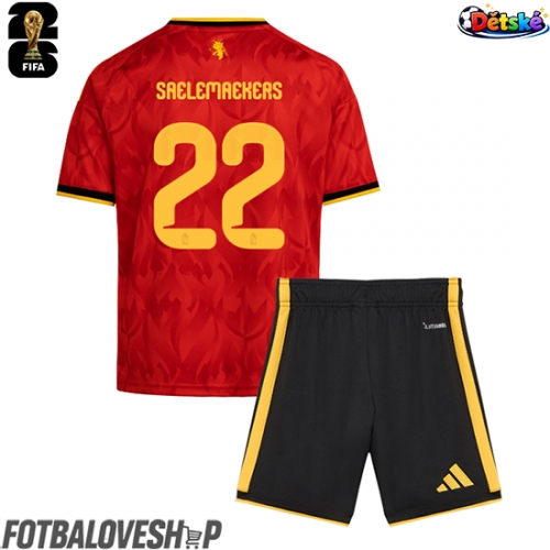 Belgie Alexis Saelemaekers #22 Dětské Domácí Dres MS 2026 Krátký Rukáv (+ trenýrky)