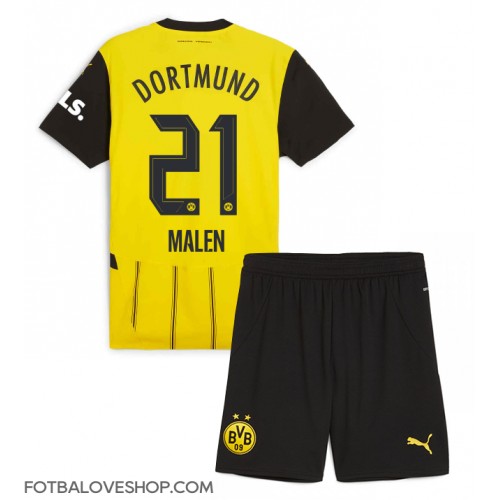 Borussia Dortmund Donyell Malen #21 Dětské Domácí Dres 2024-25 Krátký Rukáv (+ trenýrky)