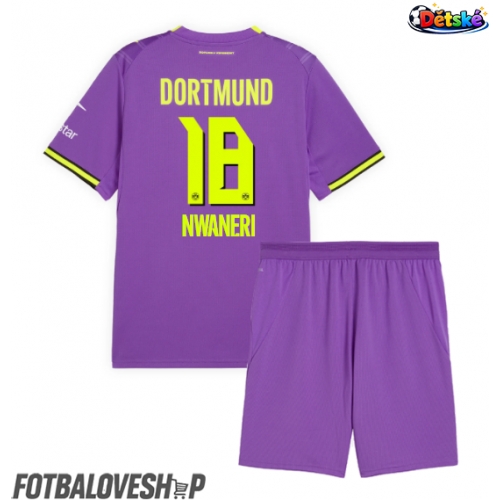 Borussia Dortmund Ethan Nwaneri #18 Dětské Alternativní Dres 2026-27 Krátký Rukáv (+ trenýrky)