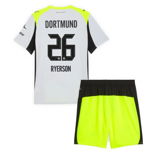 Borussia Dortmund Julian Ryerson #26 Dětské Venkovní Dres 2025-26 Krátký Rukáv (+ trenýrky)