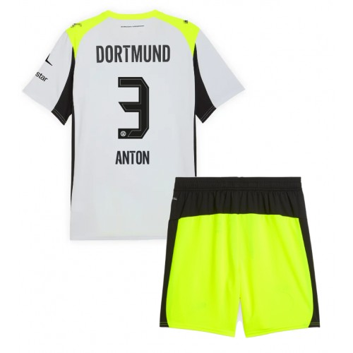 Borussia Dortmund Waldemar Anton #3 Dětské Venkovní Dres 2025-26 Krátký Rukáv (+ trenýrky)