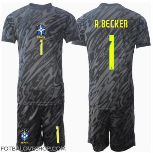 Brazílie Alisson Becker #1 Brankářské Dětské Venkovní Dres Copa America 2024 Krátký Rukáv (+ trenýrky)