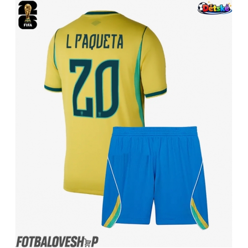 Brazílie Lucas Paqueta #20 Dětské Domácí Dres MS 2026 Krátký Rukáv (+ trenýrky)