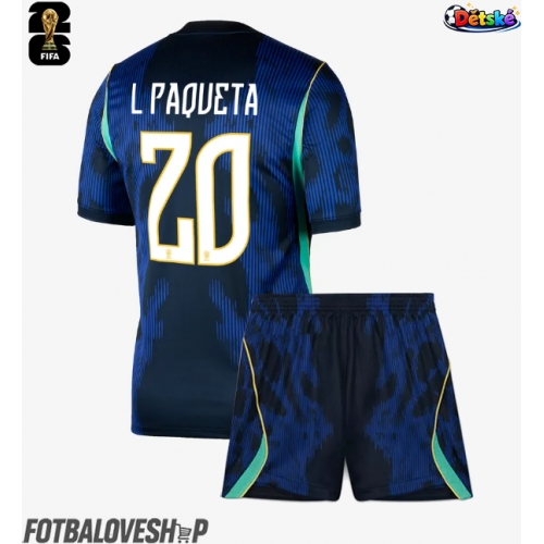 Brazílie Lucas Paqueta #20 Dětské Venkovní Dres MS 2026 Krátký Rukáv (+ trenýrky)