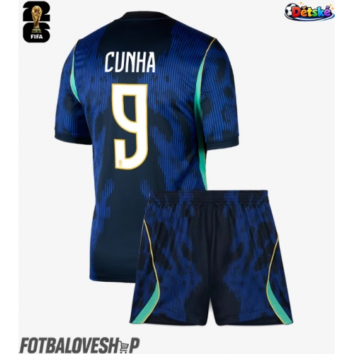 Brazílie Matheus Cunha #9 Dětské Venkovní Dres MS 2026 Krátký Rukáv (+ trenýrky)