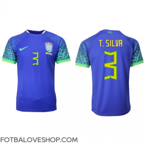 Brazílie Thiago Silva #3 Venkovní Dres MS 2022 Krátký Rukáv