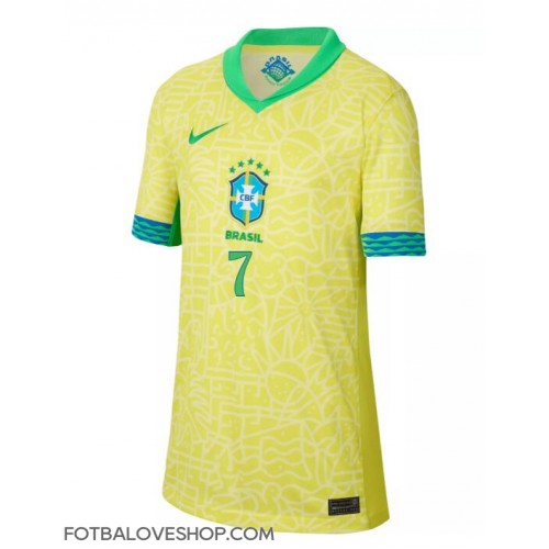 Brazílie Vinicius Junior #7 Dámské Domácí Dres Copa America 2024 Krátký Rukáv