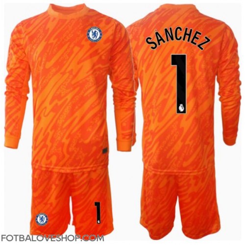 Chelsea Robert Sanchez #1 Brankářské Dětské Domácí Dres 2024-25 Dlouhý Rukáv (+ trenýrky)