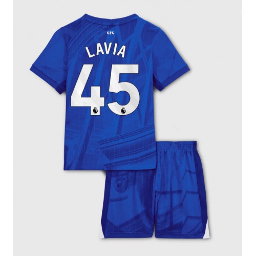 Chelsea Romeo Lavia #45 Dětské Domácí Dres 2025-26 Krátký Rukáv (+ trenýrky)