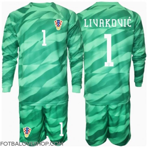 Chorvatsko Dominik Livakovic #1 Brankářské Dětské Venkovní Dres ME 2024 Dlouhý Rukáv (+ trenýrky)