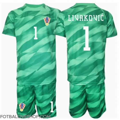 Chorvatsko Dominik Livakovic #1 Brankářské Dětské Venkovní Dres ME 2024 Krátký Rukáv (+ trenýrky)