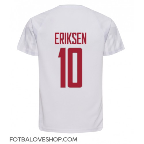 Dánsko Christian Eriksen #10 Venkovní Dres MS 2022 Krátký Rukáv