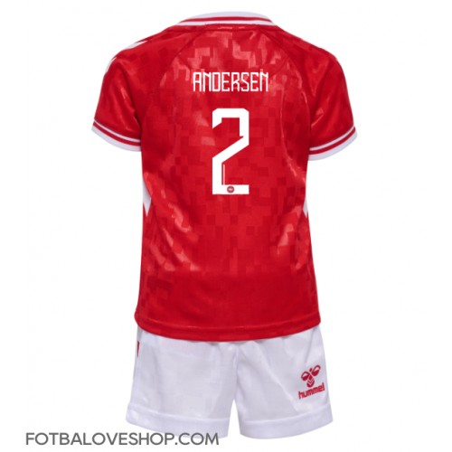 Dánsko Joachim Andersen #2 Dětské Domácí Dres ME 2024 Krátký Rukáv (+ trenýrky)