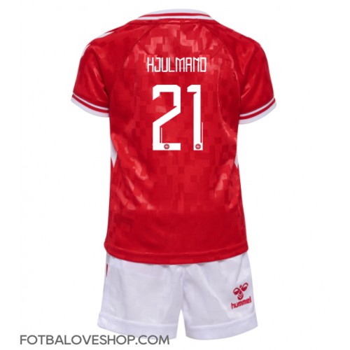 Dánsko Morten Hjulmand #21 Dětské Domácí Dres ME 2024 Krátký Rukáv (+ trenýrky)