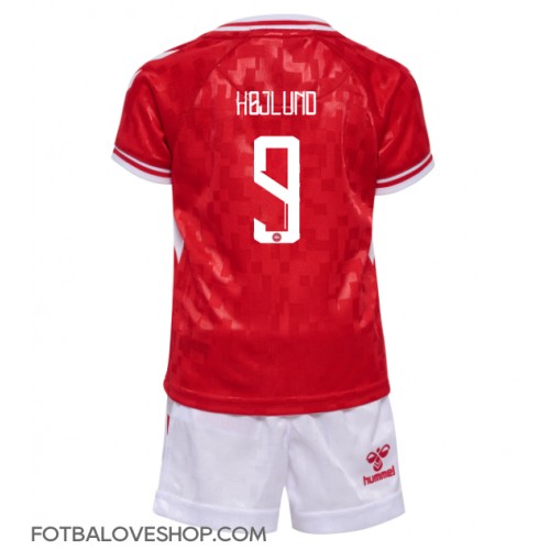Dánsko Rasmus Hojlund #9 Dětské Domácí Dres ME 2024 Krátký Rukáv (+ trenýrky)