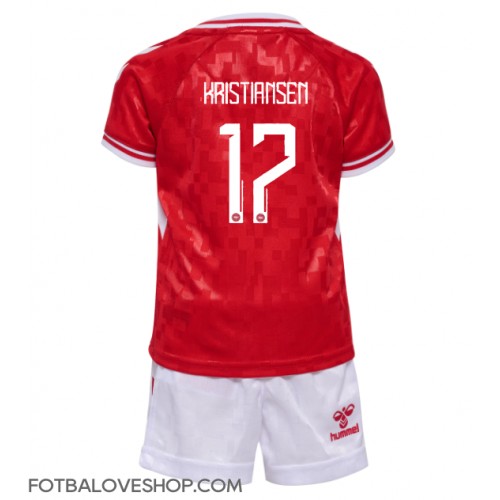 Dánsko Victor Kristiansen #17 Dětské Domácí Dres ME 2024 Krátký Rukáv (+ trenýrky)