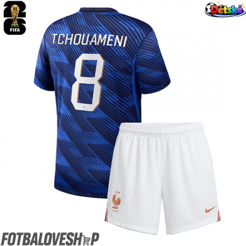 Francie Aurelien Tchouameni #8 Dětské Domácí Dres MS 2026 Krátký Rukáv (+ trenýrky)