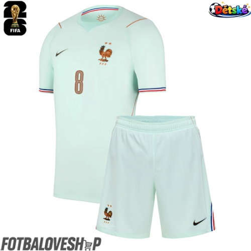 Francie Aurelien Tchouameni #8 Dětské Venkovní Dres MS 2026 Krátký Rukáv (+ trenýrky)