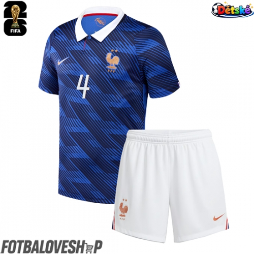 Francie Dayot Upamecano #4 Dětské Domácí Dres MS 2026 Krátký Rukáv (+ trenýrky)