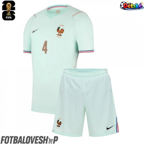 Francie Dayot Upamecano #4 Dětské Venkovní Dres MS 2026 Krátký Rukáv (+ trenýrky)