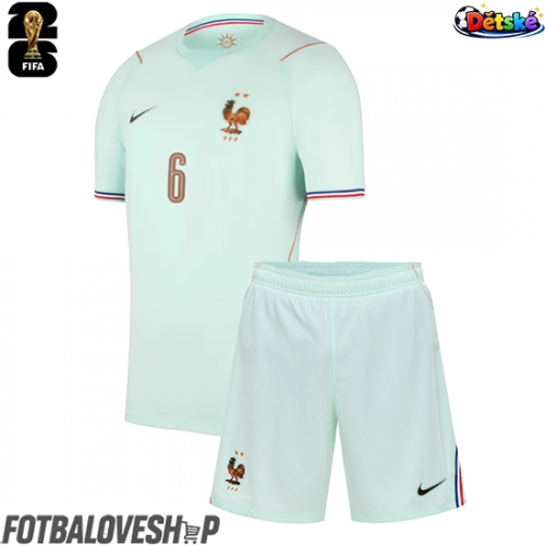 Francie Eduardo Camavinga #6 Dětské Venkovní Dres MS 2026 Krátký Rukáv (+ trenýrky)