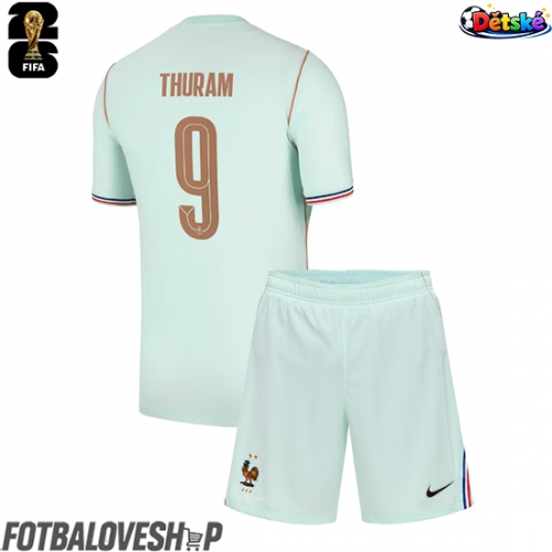 Francie Marcus Thuram #9 Dětské Venkovní Dres MS 2026 Krátký Rukáv (+ trenýrky)