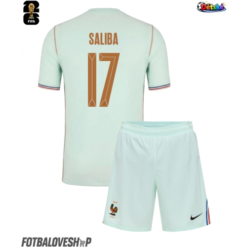 Francie William Saliba #17 Dětské Venkovní Dres MS 2026 Krátký Rukáv (+ trenýrky)